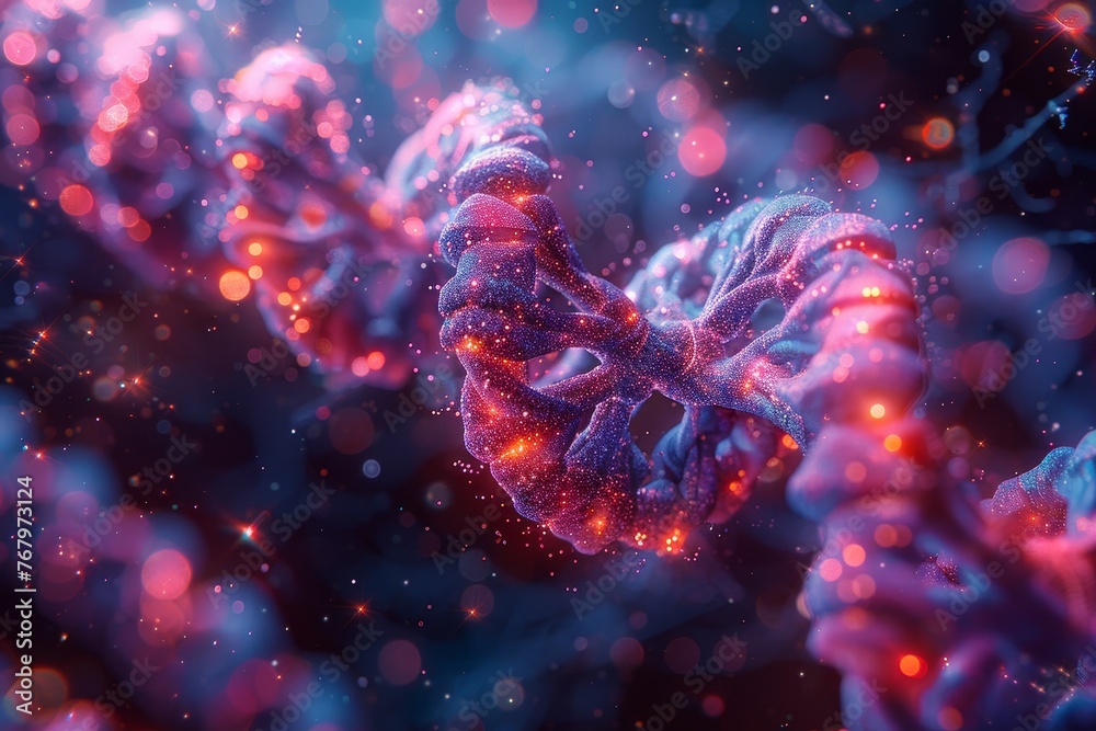 A close - up of a 3D model depicting the intricate structure of human cells and DNA, symbolizing advancements A close - up of a 3D model depicting the intricate structure of human cells and DNA, symbolizing advancements