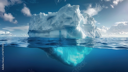 Massive Iceberg Drifting in the Ocean © olegganko