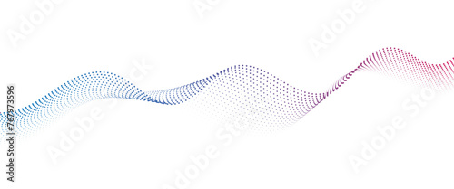 Flowing Dot Wave Pattern Halftone Curve Shape on Transparent Background