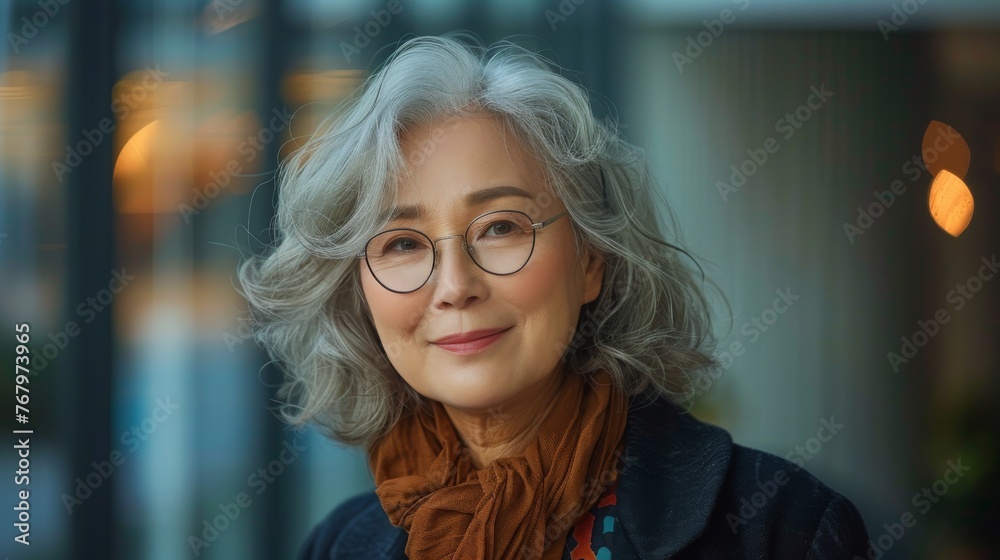 Woman Wearing Glasses and Scarf Woman Wearing Glasses and Scarf