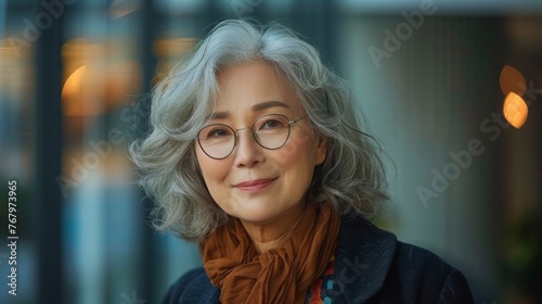 Woman Wearing Glasses and Scarf