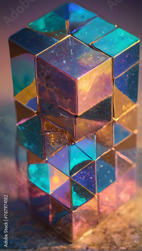 Abstract Blue 3D Cube Background with Vector Design Elements and Packaging Concept