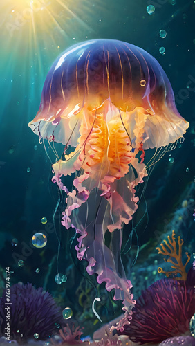 Underwater World: Fish and Jellyfish in Aquarium
