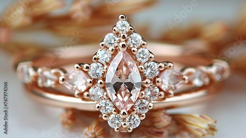 Exquisite gemstones: marquise, round, morganite, moissanite.generative ai