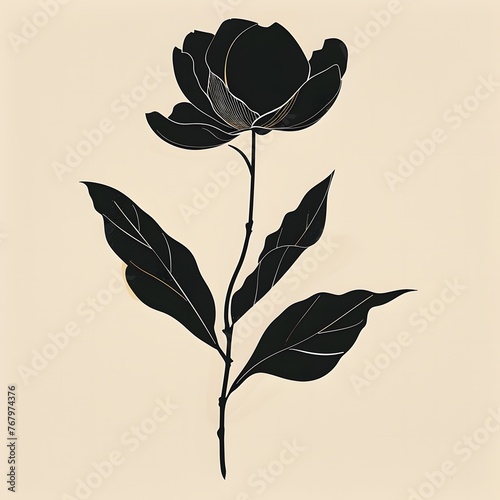 Abstract Vintage and Minimalistic Flower Illustration Design with Bold Outlines