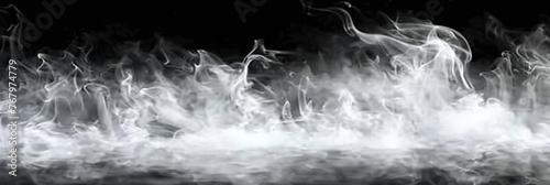 white smoke isolated on black background,banner, white fog on black background	
