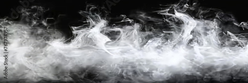 white smoke isolated on black background banner  white fog on black background  