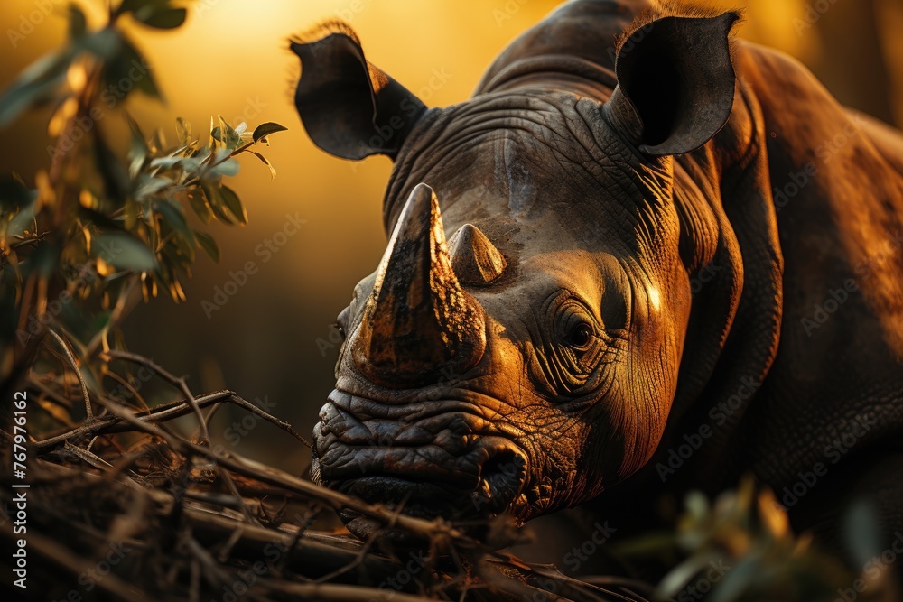 Ranger monitors rhino using tracking technology., generative IA