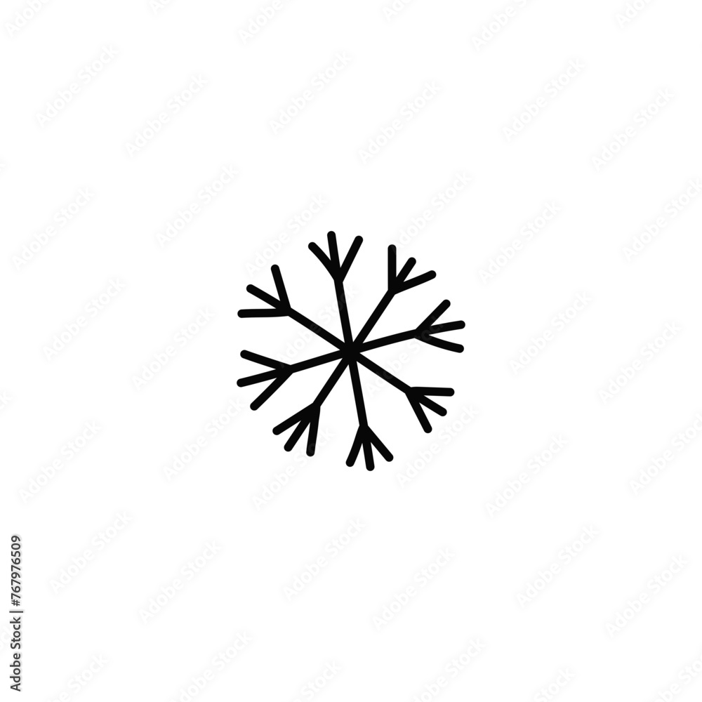 Vector black line Christmas illustration with hand-drawn snowflake. Isolated SVG for Cricut