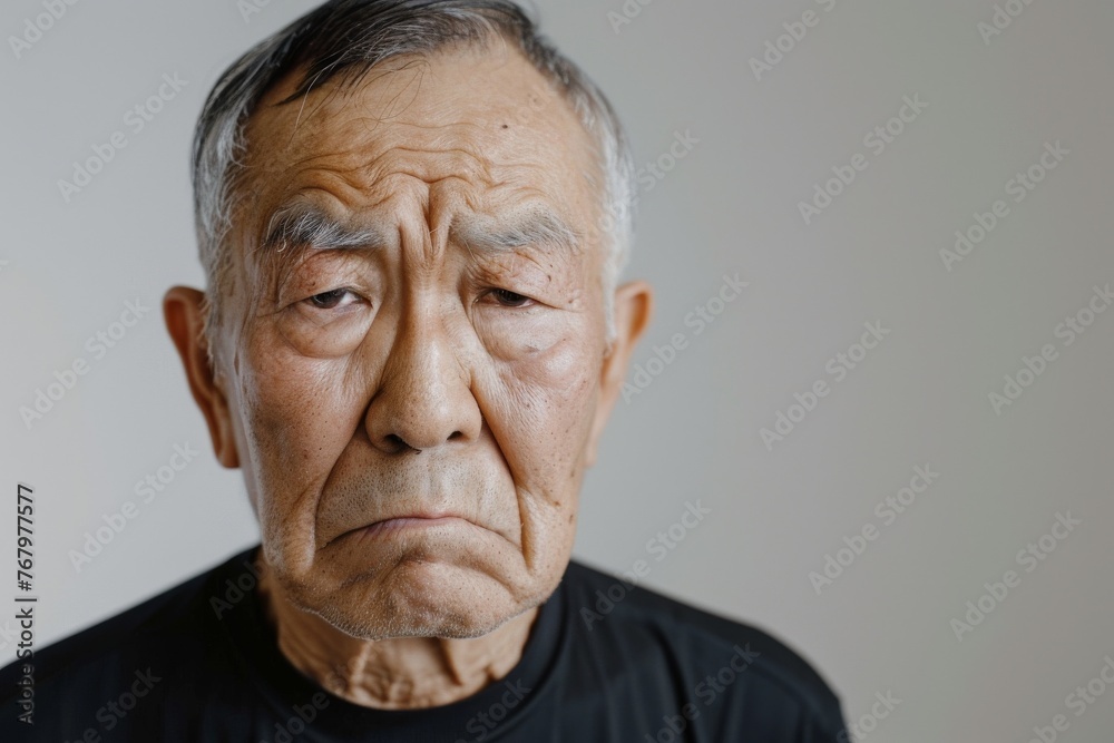 怒っている顔のシニアの日本人男性(おじいさん・おじいちゃん・イライラ・不満・ストレス) 怒っている顔のシニアの日本人男性(おじいさん・おじいちゃん・イライラ・不満・ストレス)