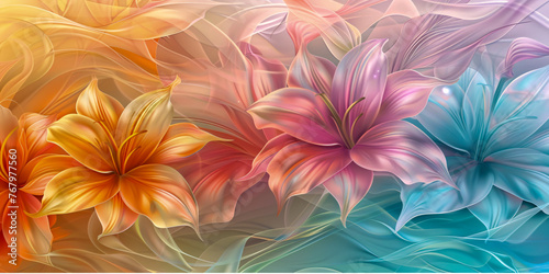 Abstract Floral and Fractal Beauty, Colorful Artistic Background for Spring Design