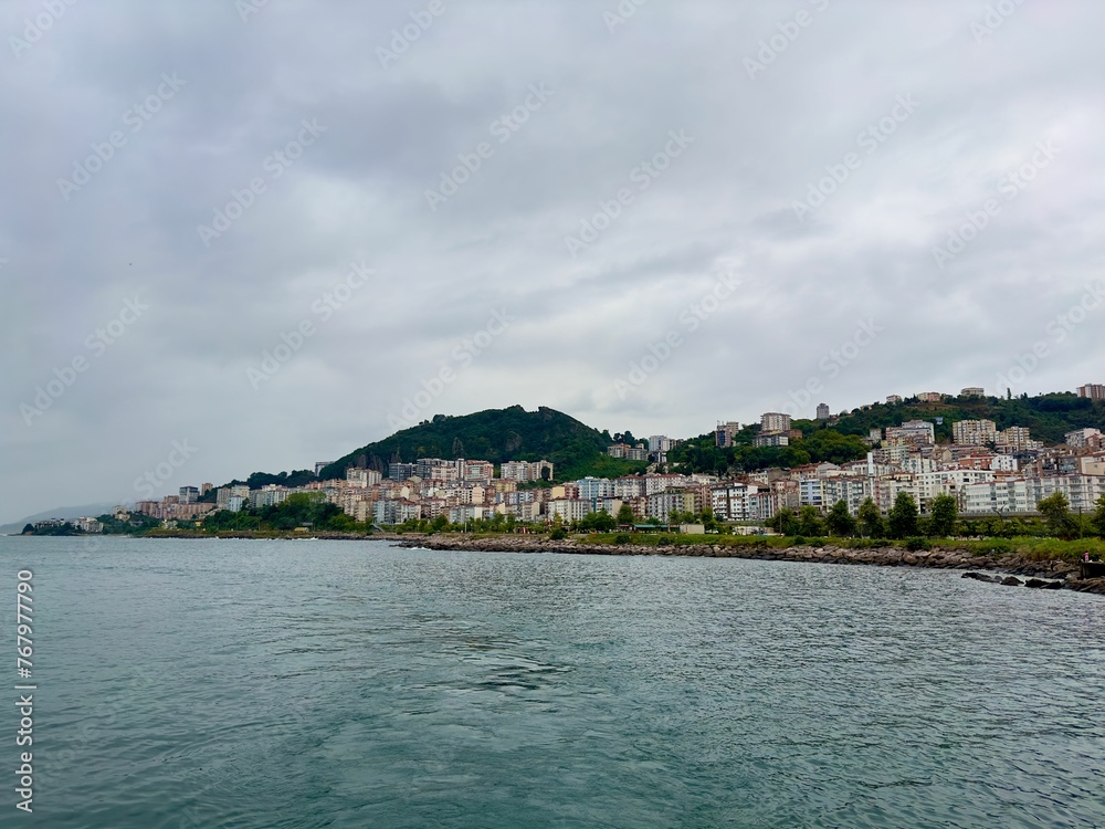 Areal shot of Giresun City and Giresun Harbour