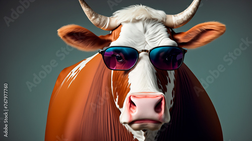 Fashionable cow in sunglasses
