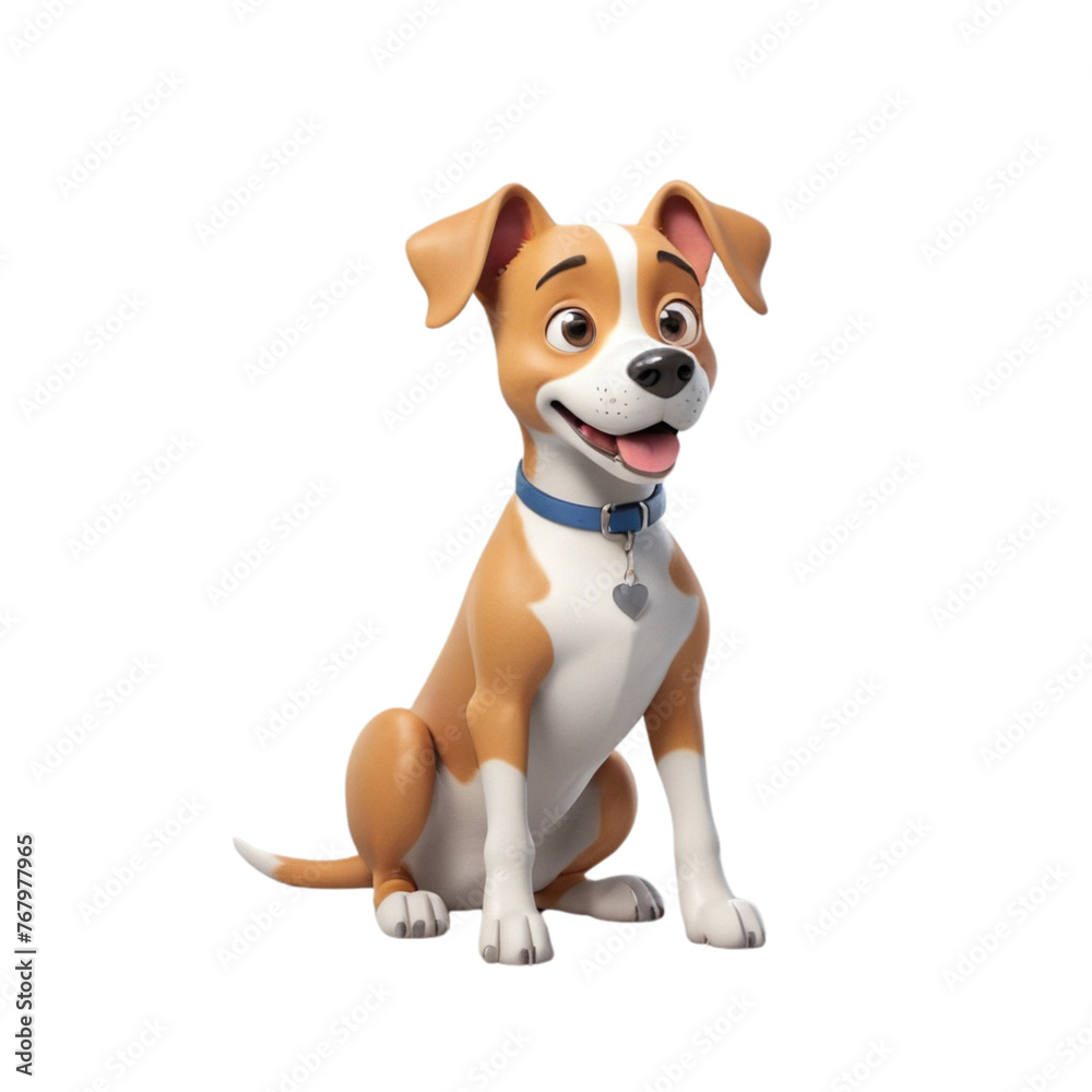 3d rendering of cartoon dog on Isolated transparent background png. generated with AI 3d rendering of cartoon dog on Isolated transparent background png. generated with AI