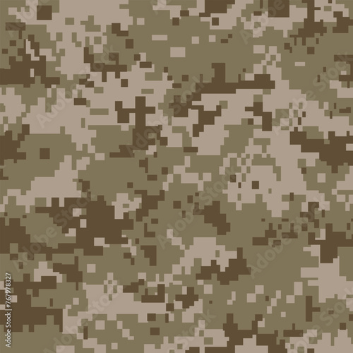 Pixelated brown camouflage background. Seamless Tileable Pattern. Vector illustration.