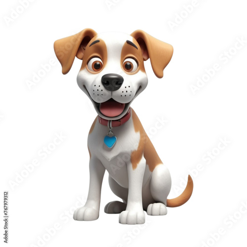 3d rendering of cartoon dog on Isolated transparent background png. generated with AI