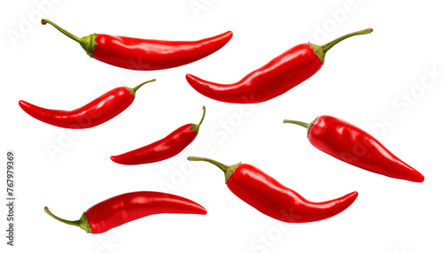 red hot chili peppers isolated on transparent background cutout photo