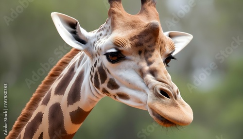 A Giraffe With Its Tongue Licking Its Lips © Kauf