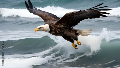 An Eagle With Its Wings Folded Back Diving Toward