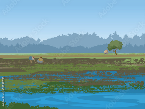 Indian farmers working in the field