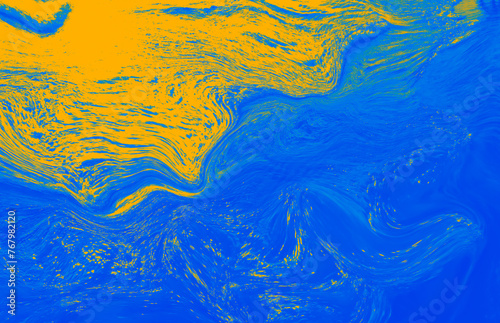 abstract pattern yellow-blue wave curve ocean