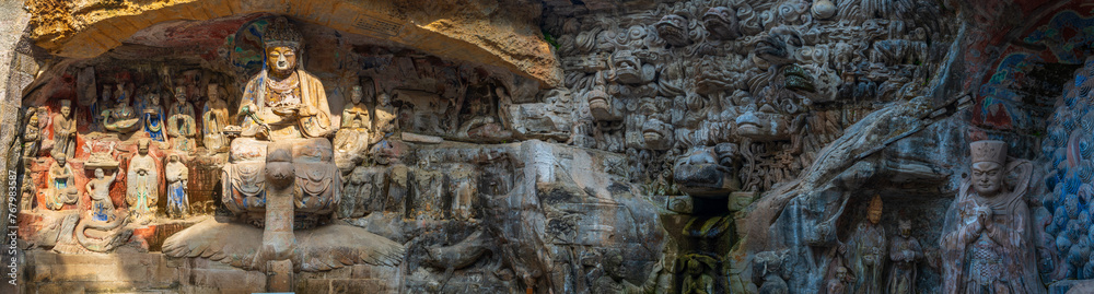 Detail of the Dazu Rock Carvings. Detail of the Dazu Rock Carvings.