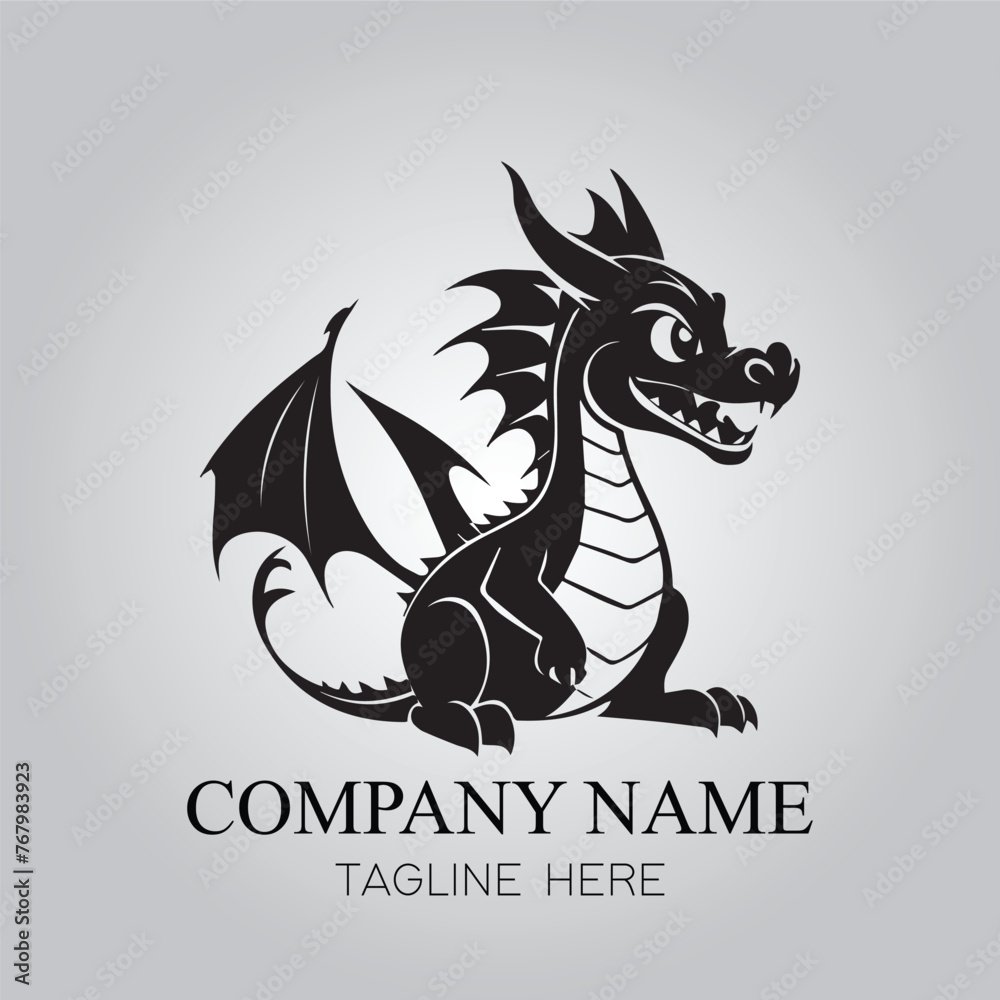 Fototapeta premium Dragon character logo company with silhouette design vector image