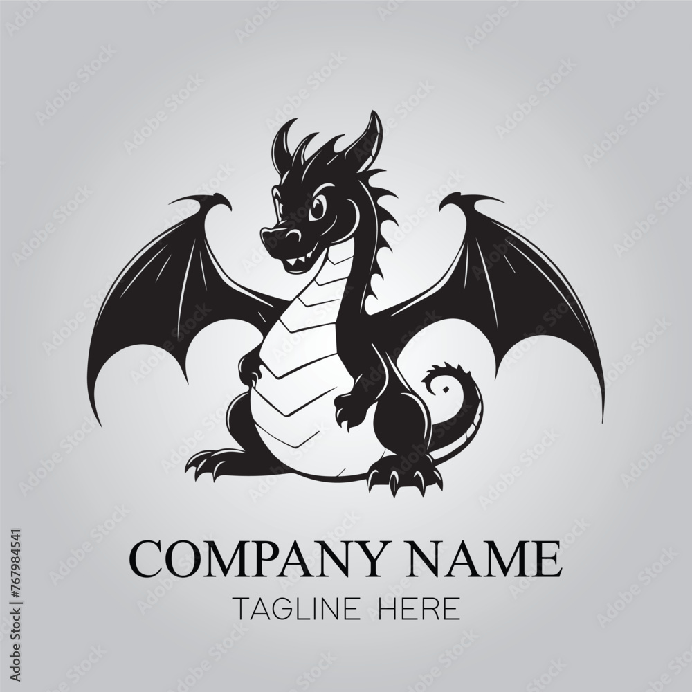 Dragon character logo company with silhouette design vector image Dragon character logo company with silhouette design vector image