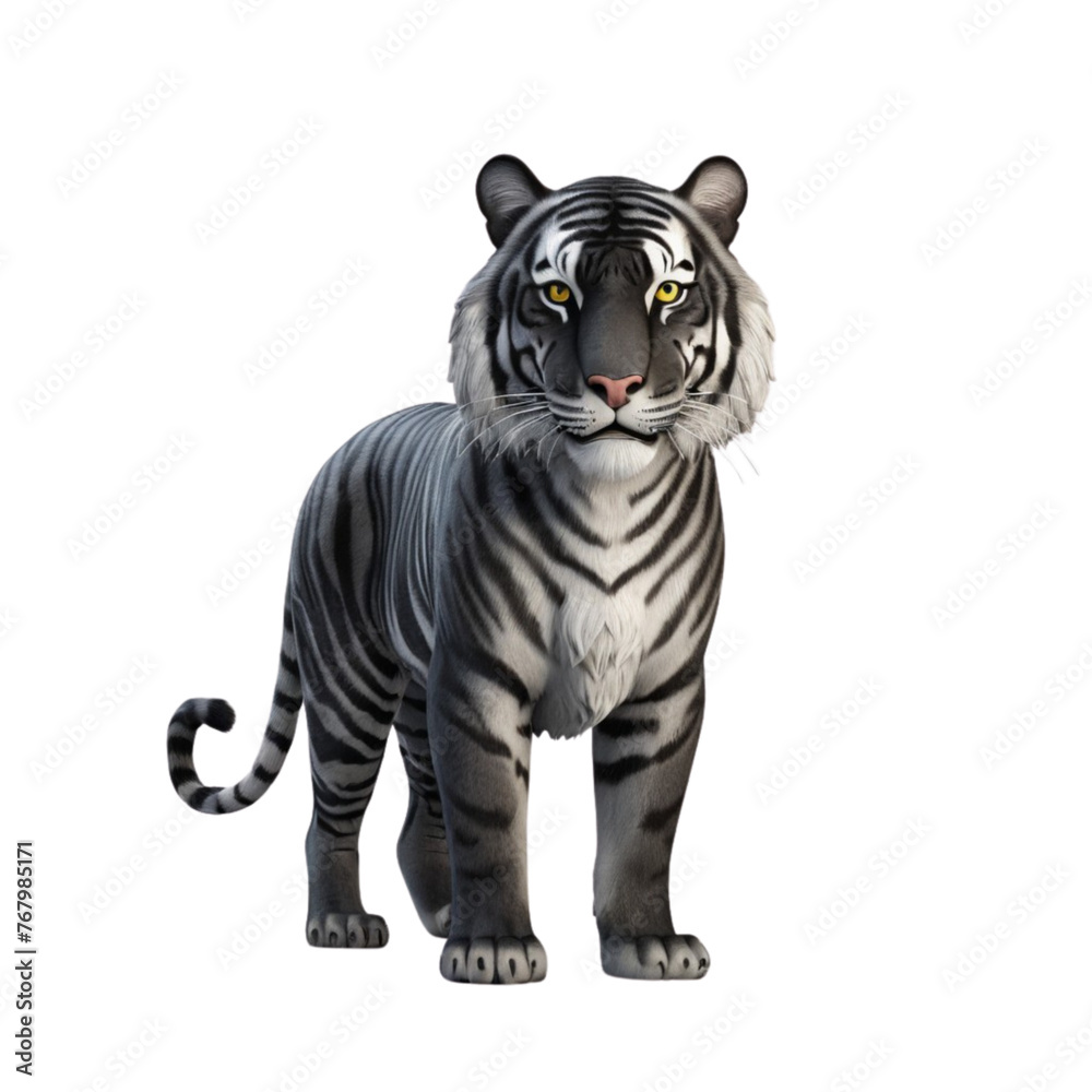 3d rendering of cartoon tiger on Isolated transparent background png. generated with AI 3d rendering of cartoon tiger on Isolated transparent background png. generated with AI