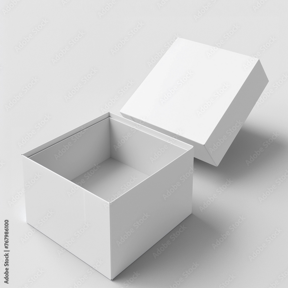 Box Top View. Open White Gift Package. Empty Cardboard Pack Isolated on White Background. Rectangular Product Box with Cover. Mockup for Advertising Poster. Business Product Banner. Box Top View. Open White Gift Package. Empty Cardboard Pack Isolated on White Background. Rectangular Product Box with Cover. Mockup for Advertising Poster. Business Product Banner.
