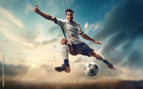 Football Player Kicks Ball in Flight © Polypicsell