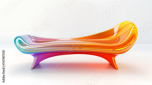 New style bench isolated background, modern design, comfortable relaxation option.