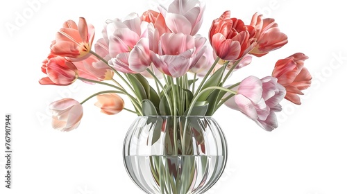 Wallpaper Mural Colorful Tulip Bouquet in Glass Vase Torontodigital.ca