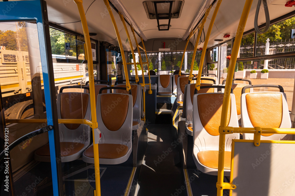 Fototapeta premium City bus in the city. The concept of fast transportation of people.