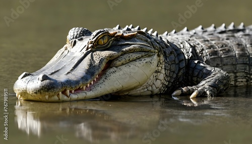 An Alligator With Its Body Coiled Preparing To Lu