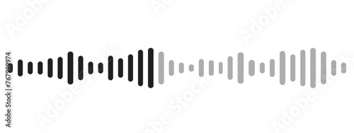 Sound wave decibel audio record simple voice message icon isolated on white background. Podcast player, music track photo