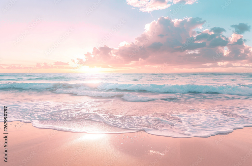 Golden Sunset Horizon: Inspiring Beach Landscape