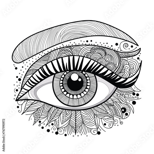 Vector illustration of a zentangle eye on a separate background photo