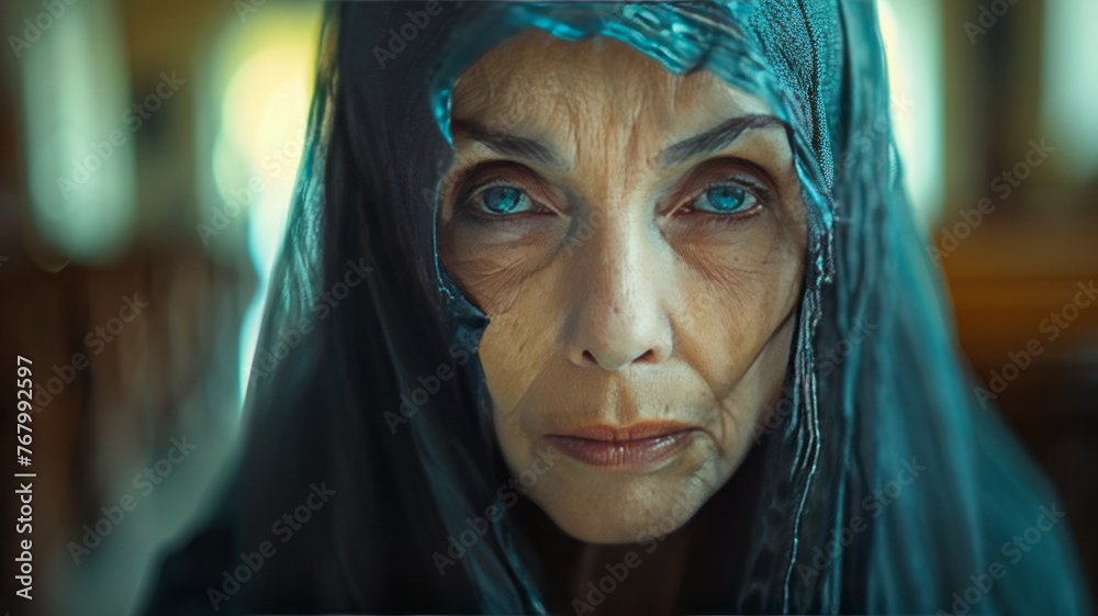 Portrait of a sad crying woman at a funeral ceremony,generative ai