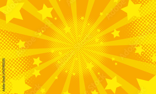 yellow comic background with stars and rays cartoon style