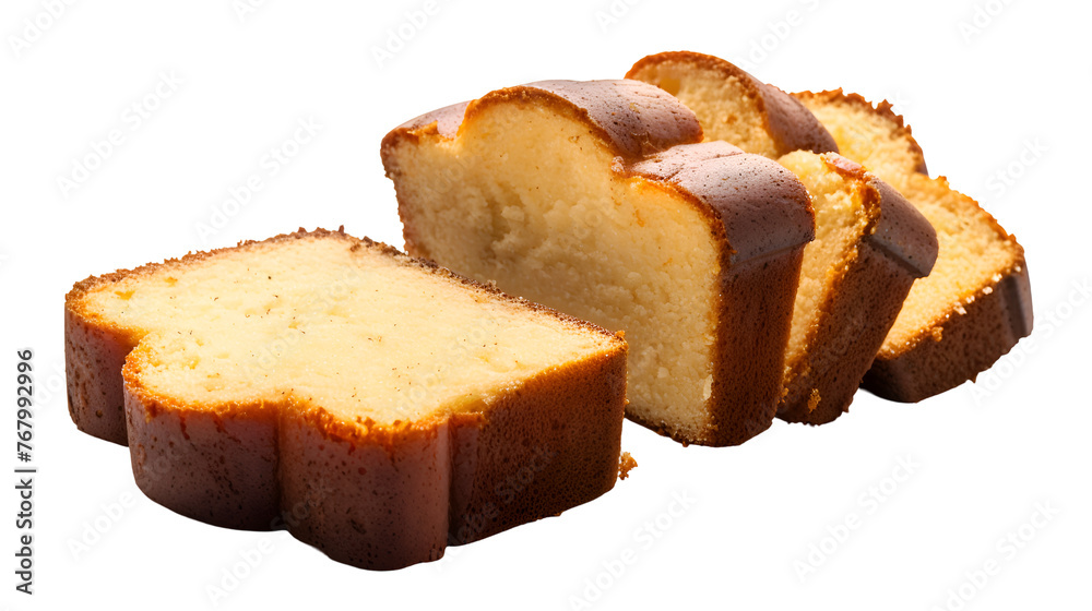 A PNG Cutout of a Plain Vanilla Cake Slice Isolated on a Transparent Backdrop