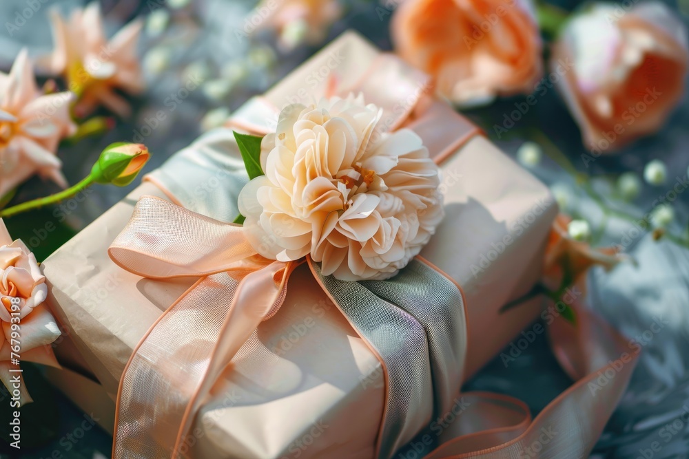 Happy kids surprising their mother with a gift for Mother's Day. Happy kids surprising their mother with a gift for Mother's Day.