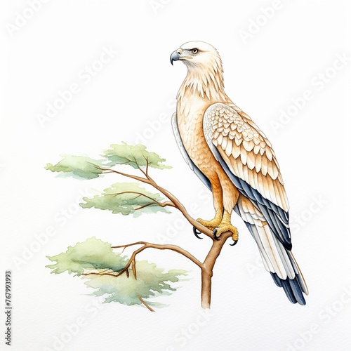 Whitebellied Sea Eagle, watercolor, painting, colorful, cute photo