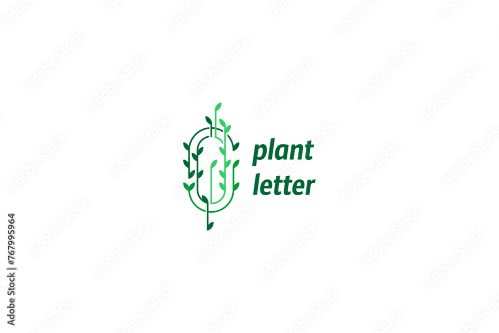 Letter O drawing as plant with leafs, laconic logo design Letter O drawing as plant with leafs, laconic logo design