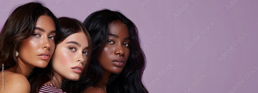 Obraz premium Four Beautiful Women Stand Together 