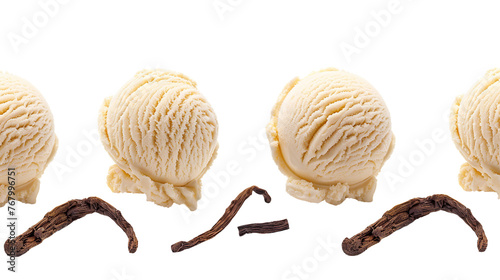 Creamy Vanilla Ice Cream Scoop on Transparent Background: Summertime Refreshment for Dessert and Treats, Perfect for Food Blogs and Menus photo
