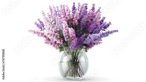 Colorful lavender Bouquet in a transparent vase