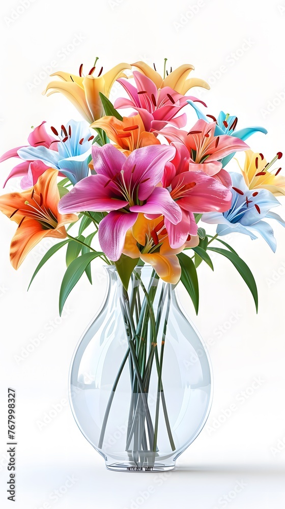 Colorful lily Bouquet in a transparent vase Colorful lily Bouquet in a transparent vase