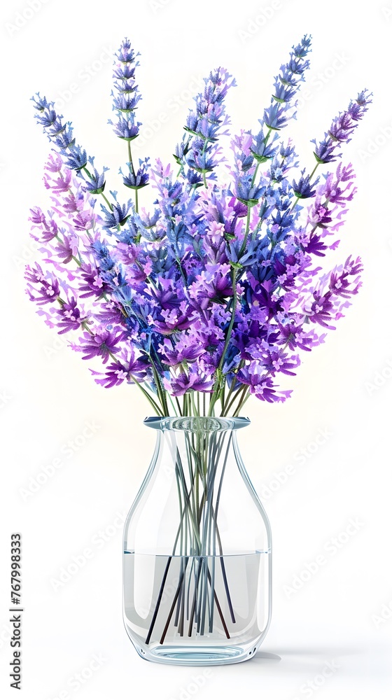 Obraz premium Colorful lavender Bouquet in a transparent vase