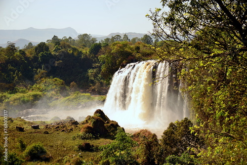 The Blue Nile Falls are waterfalls located in Ethiopia. Known as Tis Issat or Tissisat in Amharic  they are located in the first part of the river  about 30 km from the town of Bahir Dar and Lake Tana